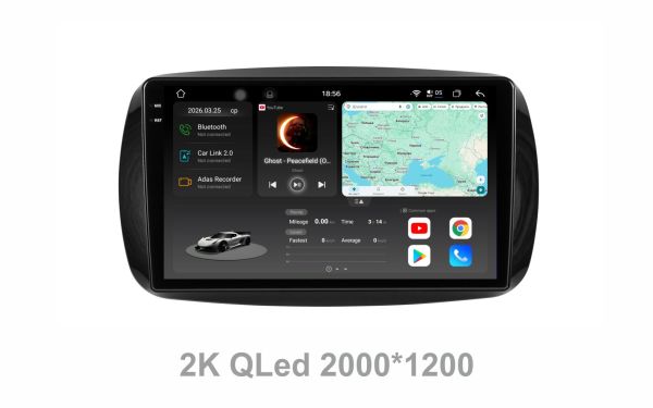 Штатна магнітола Soundbox  S8 PRO 2K-7026  8+256GB  Smart ForTwo 3 2014-2020  4G/DSP/ 360/CarPlay