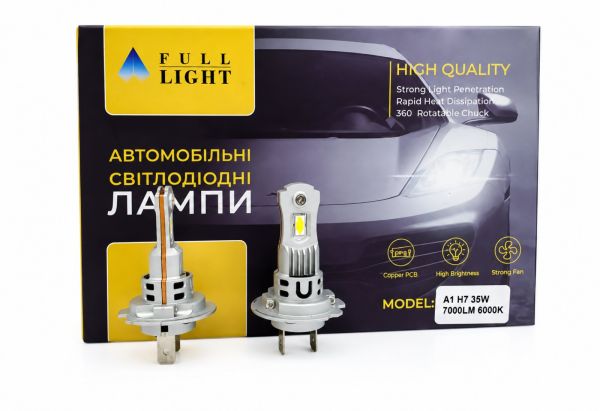 Комплект світлодіодних Led ламп Full Light A1 H7 35 W / 6000K/ 7000 Lumen