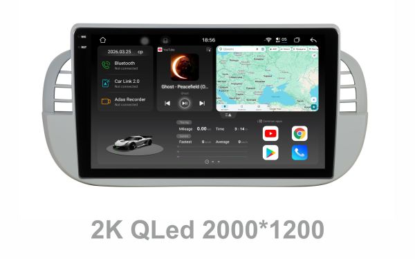 Штатна магнітола Soundbox S8 PRO 2K-1248 для Fiat 500 2007-2014  ADAS / CarPlay / 4G / DSP-DTS 5.1 / круговий огляд 360°
