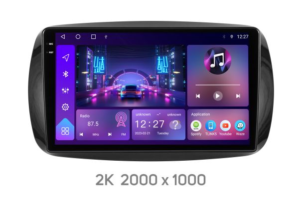 Штатна магнітола Soundbox S-7026 з СarPlay та 4G модем Smart ForTwo 3  2014-2020  9"