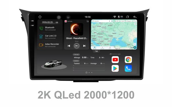 Штатна магнітола Soundbox S8 PRO 2K-9090  8+257GB для  Hyundai i30 2009-2017  ADAS , CarPlay , 4G , DSP-DTS 5.1 , круговий огляд 360°
