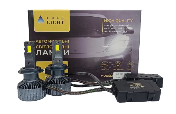 Комплект світлодіодних Led ламп Full Light A8 H7  Canbus 100Wat /6000K/ 18000 lumen