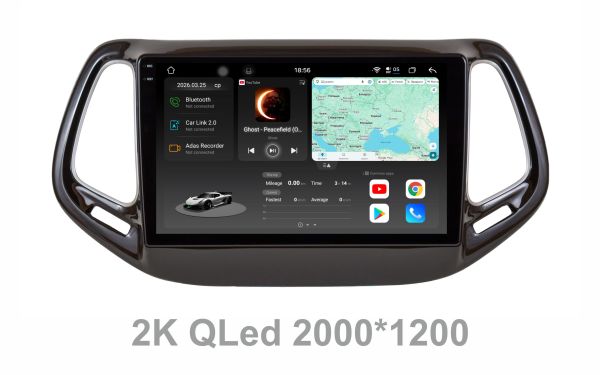 Штатна магнітола Soundbox S8 PRO 2K-9235   для Jeep Compass 2017+ ADAS , CarPlay , 4G , DSP-DTS 5.1 , круговий огляд 360°