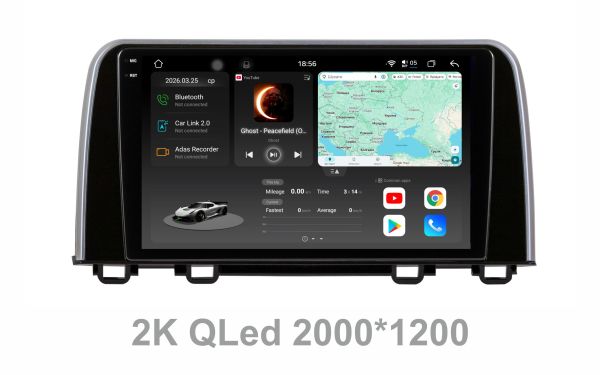 Штатна магнітола Soundbox S8 PRO 2K-2211  для Honda CR-V 2016-2018    8+256GB , ADAS , CarPlay , 4G , DSP-DTS 5.1 , круговий огляд 360°