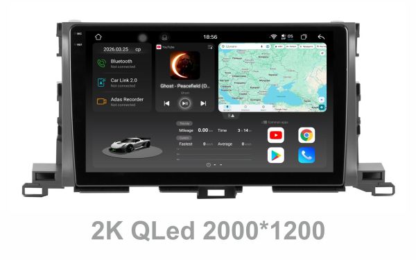 Штатна магнітола Soundbox S8 PRO 2K-8915   для    Toyota Highlander 2015-2020   8+256GB , ADAS , CarPlay , 4G , DSP-DTS 5.1 , круговий огляд 360°