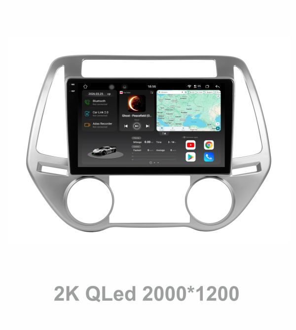 Штатна магнітола Soundbox S8 PRO 2K-9091   8+256GB для  Hyundai i20 2008-2014    ADAS , CarPlay , 4G , DSP-DTS 5.1 , круговий огляд 360°