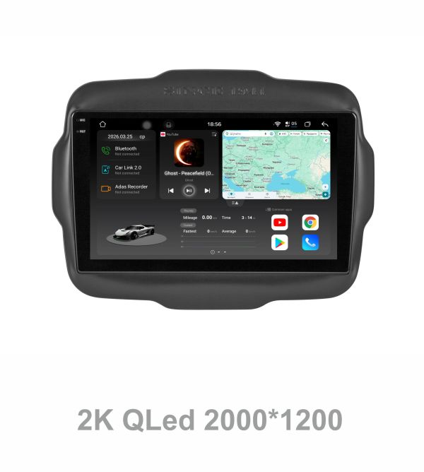 Штатна магнітола Soundbox S8 PRO 2K-9238  8+256GB для   Jeep Renegade 16+   ADAS , CarPlay , 4G , DSP-DTS 5.1 , круговий огляд 360°