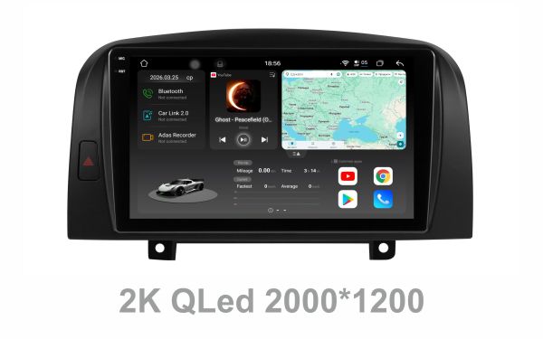 Штатна магнітола Soundbox S8 PRO 2K-6047  8+256GB для   Hyundai Sonata 2005-2009  ADAS , CarPlay , 4G , DSP-DTS 5.1 , круговий огляд 360°